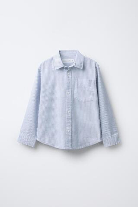 ZARA РУБАШКА OXFORD В ПОЛОСКУ СИНИЙ