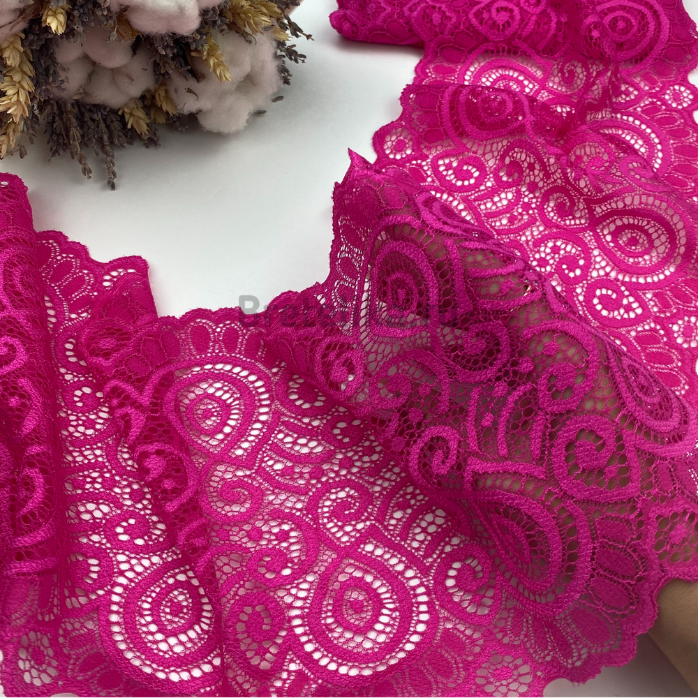 Кружево эластичное малиновое 17 см