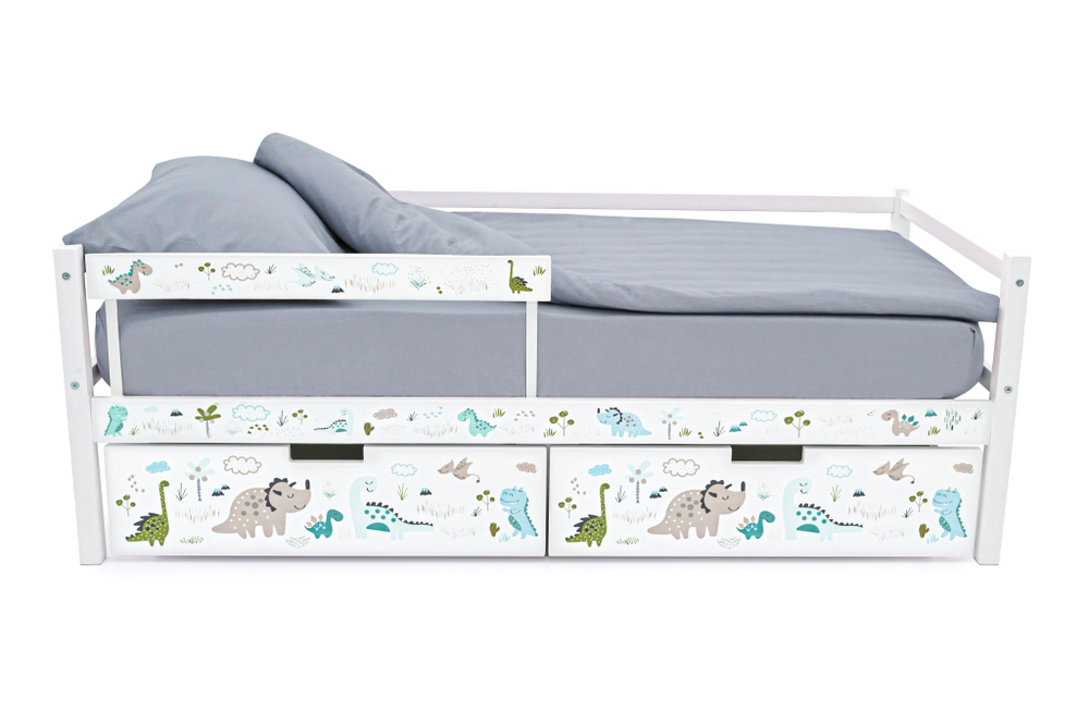 Детская кровать тахта Бельмарко Svogen белый динозаврики