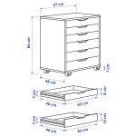 Комод на колесиках - IKEA ALEX/АЛЕКС ИКЕА, 66х48х67 см, под беленый дуб
