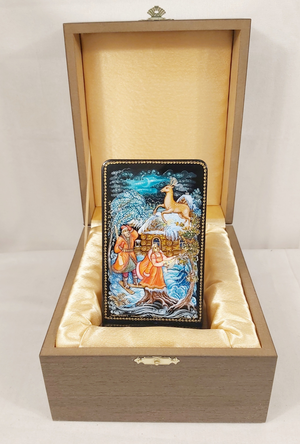 Сувенирная подставка для телефона с росписью Палех "Серебряное копытце"