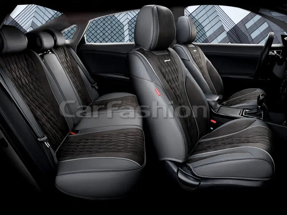 Чехлы на сидения CarFashion каркас 5D«SYMBOL PLUS» 27257 -Экокожа т.серый/т.серый/т.серый