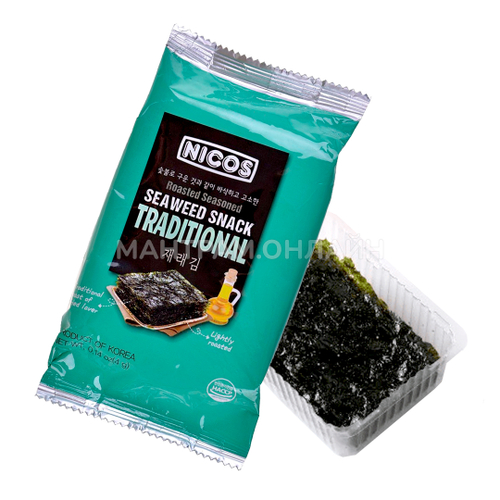 Снек Капуста морская сушёная Nicos Seaweed snack Traditional традиционная 4 г