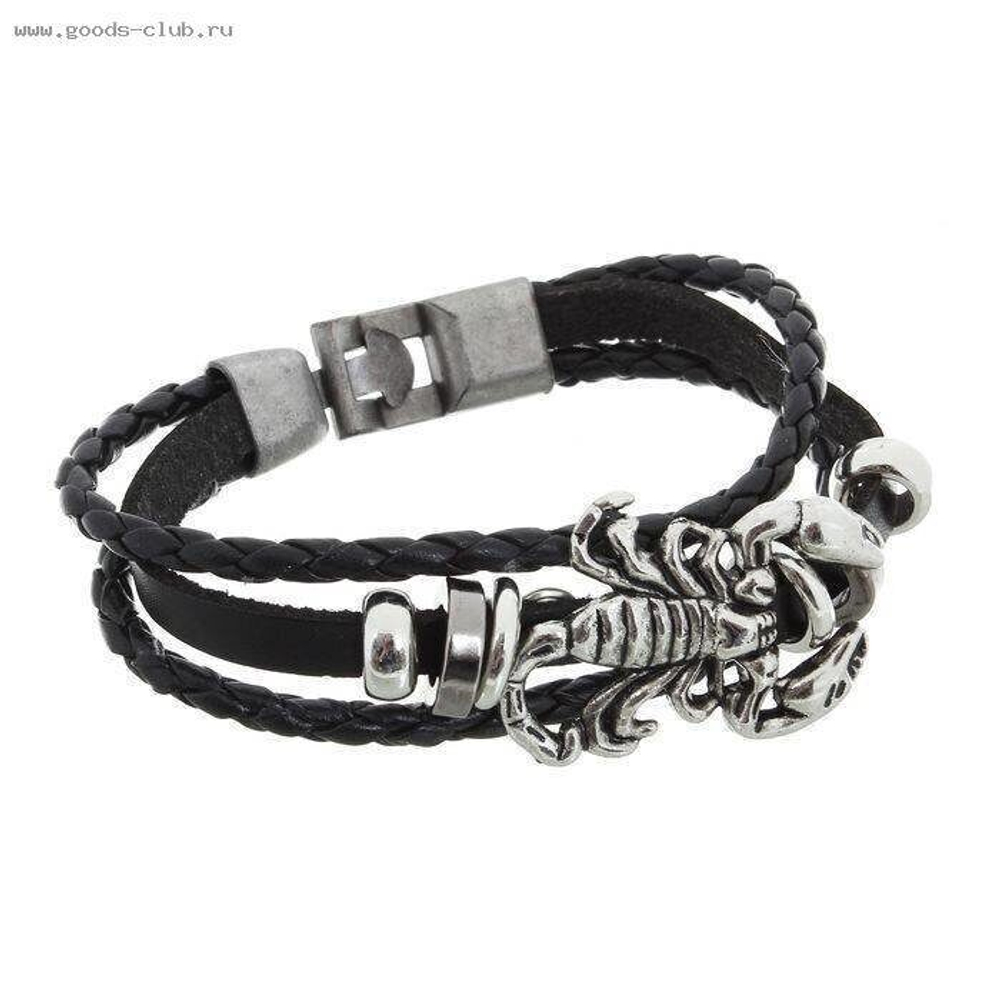 Браслет мужской "Стиль" скорпион 1258084, цвет чёрный