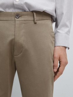 Massimo Dutti Зауженные брюки из саржи, коричневый