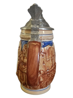Кружка пивная (керамика с оловянной крышкой) Германия