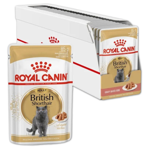 Royal Canin корм консервированный для взрослых кошек кусочки в соусе британские породы