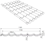 Металлочерепица Классик ("Classic") v01 0,5 Drap TX RAL 7024 мокрый асфальт