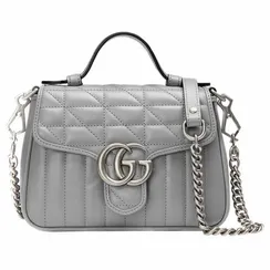 Мини-сумка Gucci GG Marmont с ручкой сверху темно-серый