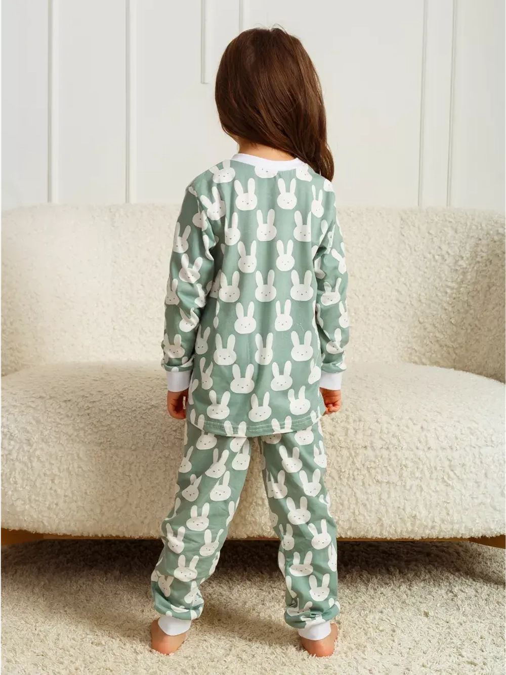 Пижама из натурального хлопка с зайчиками детская