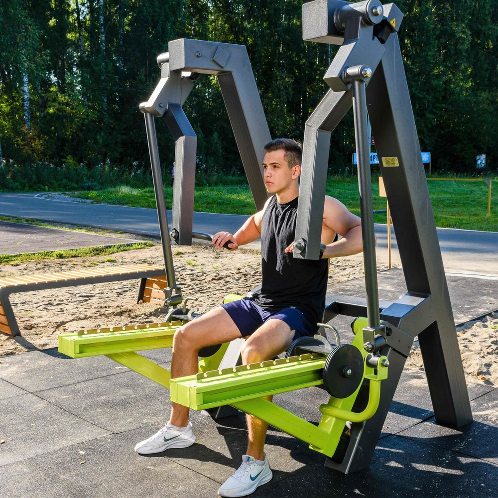 P-1812.1 Уличный тренажер Жим сидя с переменной нагрузкой ZAVODSPORTA