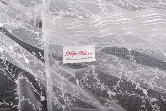 Тюль сетка с вышивкой Мадлен (белый)
