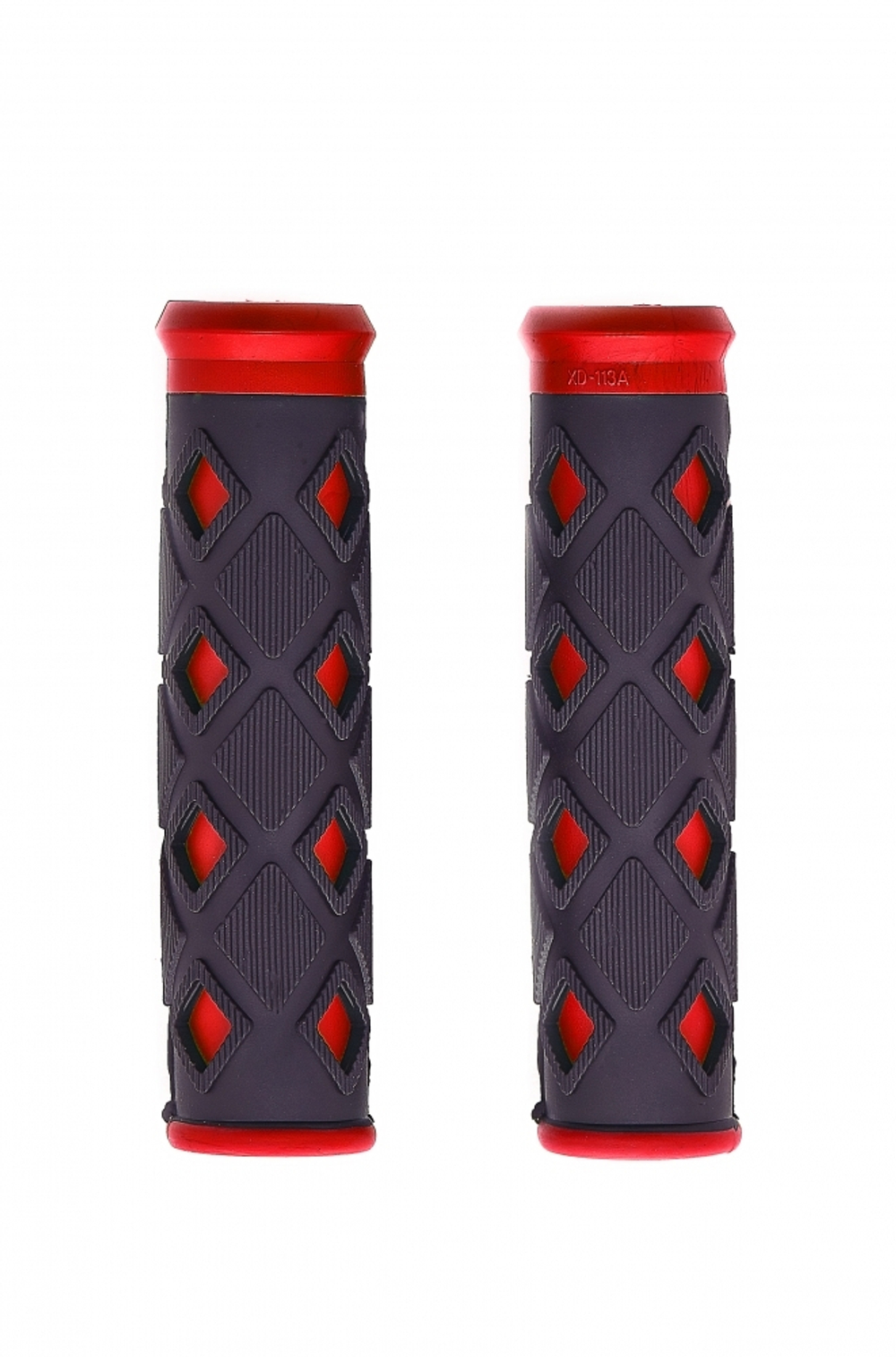 Грипсы, длина 120мм, материал - пластмасса и резина, черные с красным HL-G 25 black/red