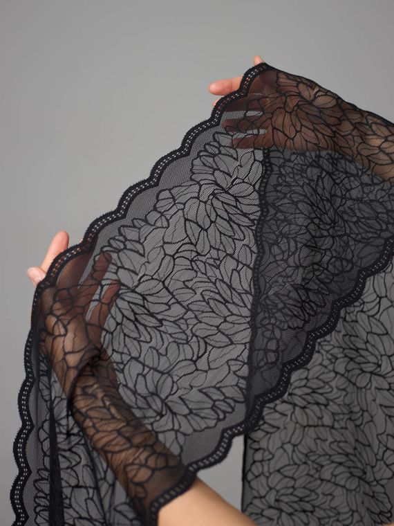 03-295 Кружево эластичное 22 см, черный 170