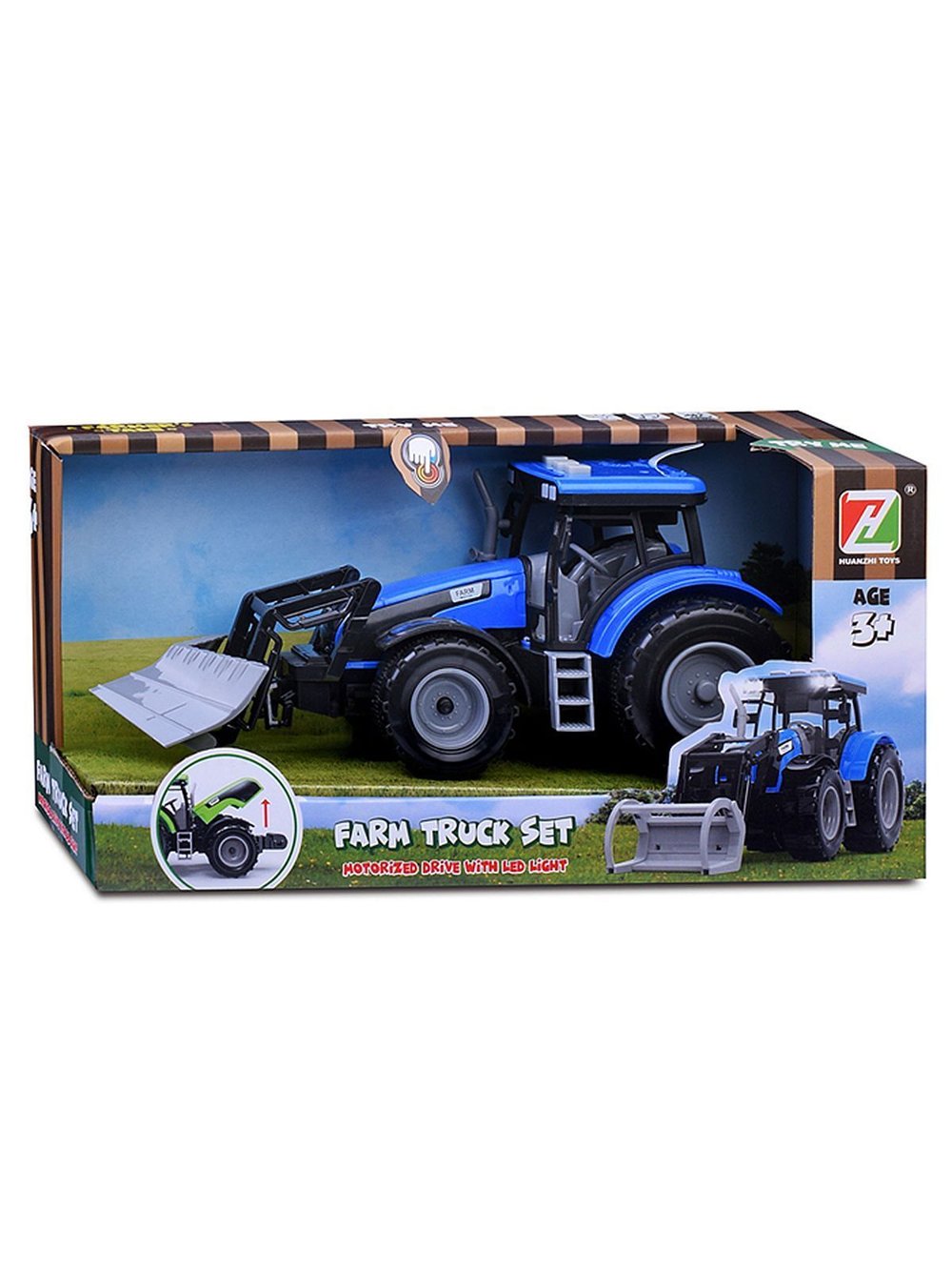 Игрушка Трактор с грейдером со светом и звуком синий (550-46J)