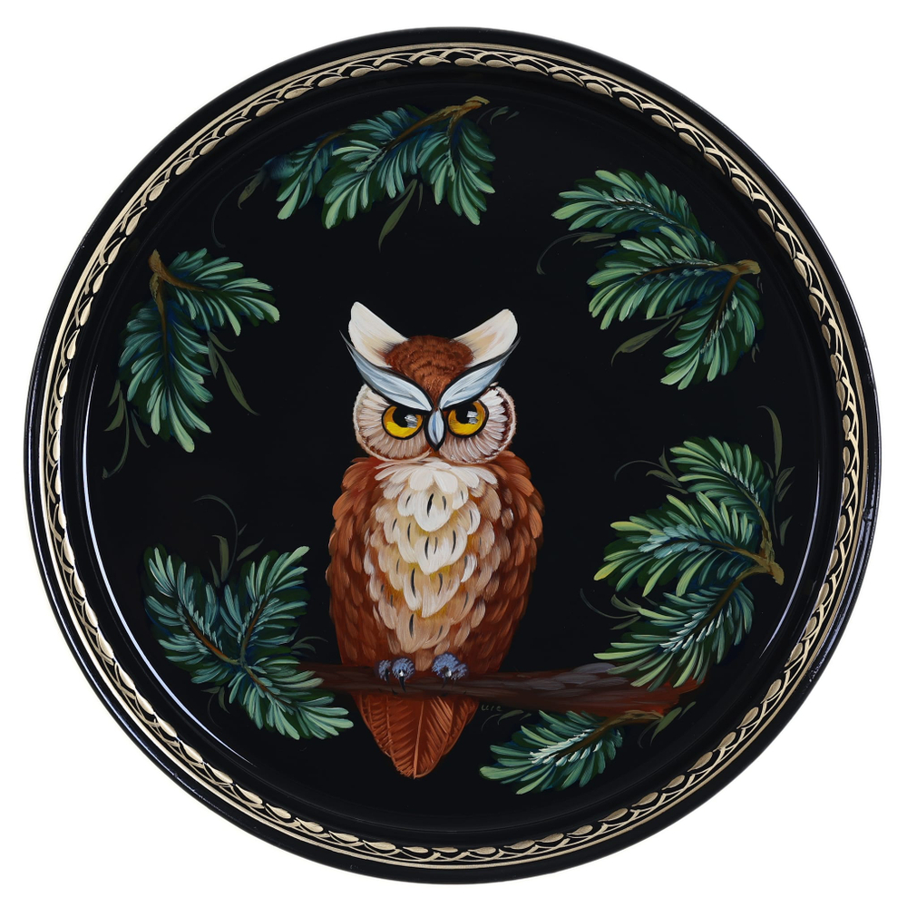 Жостовский поднос декоративный, размер 30 см (A9), металлический