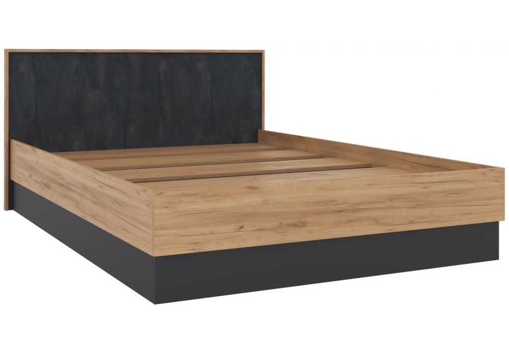 Двуспальная кровать Леви 160х200 дуб крафт золотой / черный / угольный камень