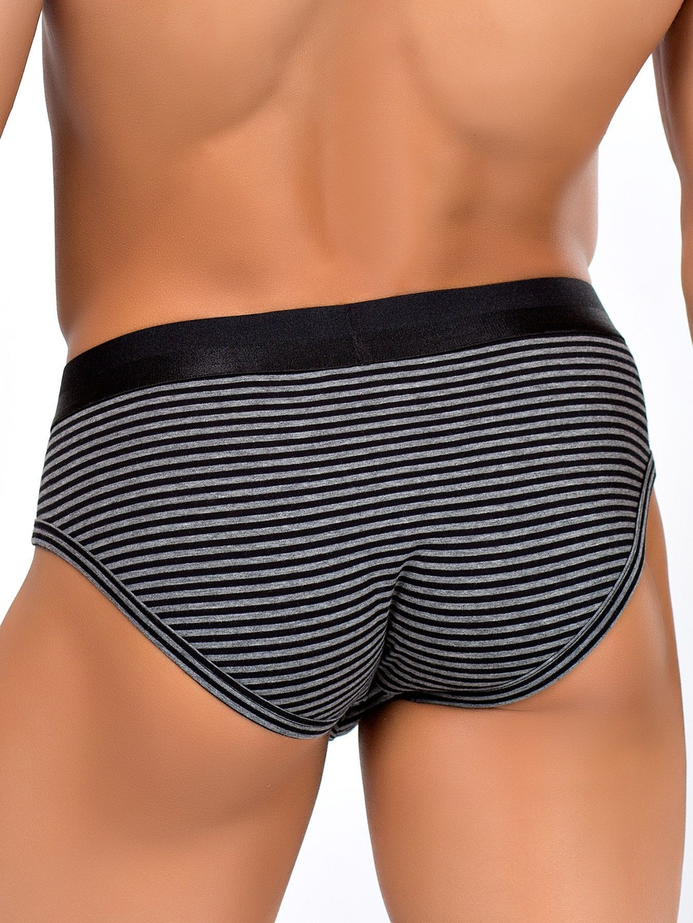 Мужские трусы-слипы в полоску (Размер: L) (Цвет: черный с серым)