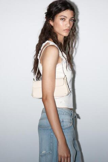 ZARA СУМКА С КЛАПАНОМ, БЕЛЫЙ