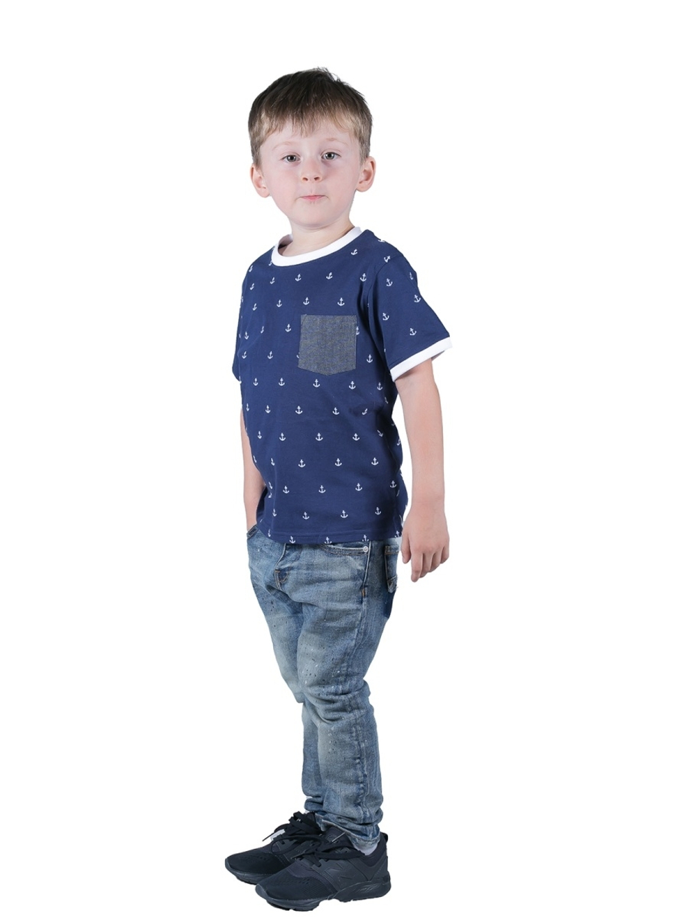 Футболка детская Little Beetle,  якоря, синий/SS18-ok 1.9