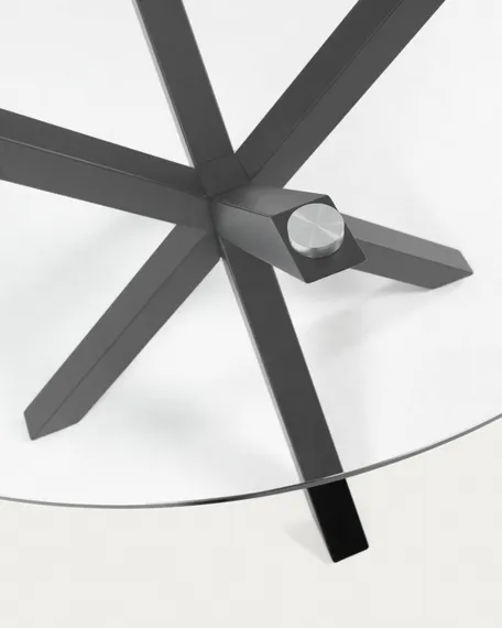 Журнальный столик Argo Ø82 см, стекло, черные ножки