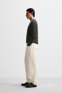 ZARA СВИТЕР ИЗ ЛЕГКОЙ ШЕРСТИ И КАШЕМИРА С V-ОБРАЗНЫМ ВЫРЕЗОМ, СЕРЫЙ С МЕЛАНЖЕВЫМ ЭФФЕКТОМ