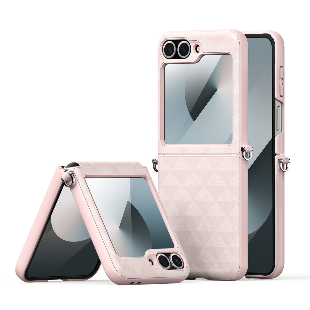 Складной чехол-книжка розового цвета от Dux Ducis для Samsung Z Flip 6, серия Fitt Series Case