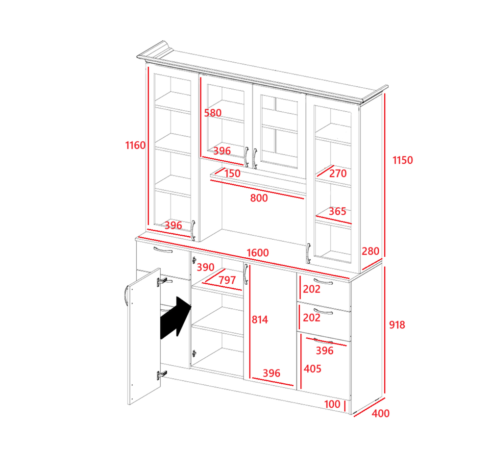 Буфет Прованс-016 Клен Белый