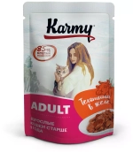 Karmy Adult Влажный корм для взрослых кошек телятина в желе, 80гр