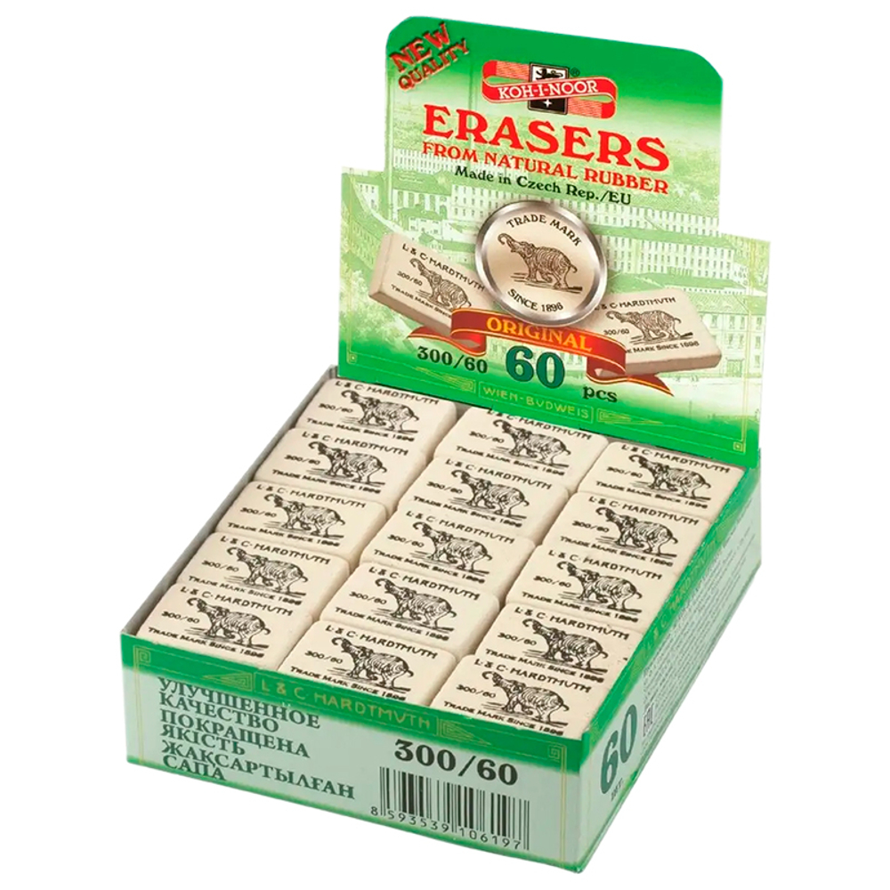 Ластик KOH-I-NOOR "Elephant 60", прямоугольный, белый (31х21х8 мм)