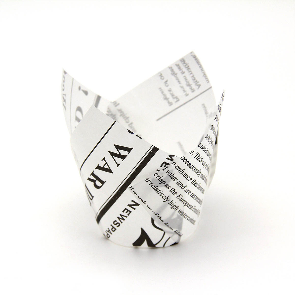 Форма бумажная "Тюльпан" принт Газета (20 шт/уп)