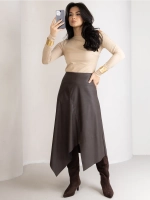 Юбка кожаная трапеция миди