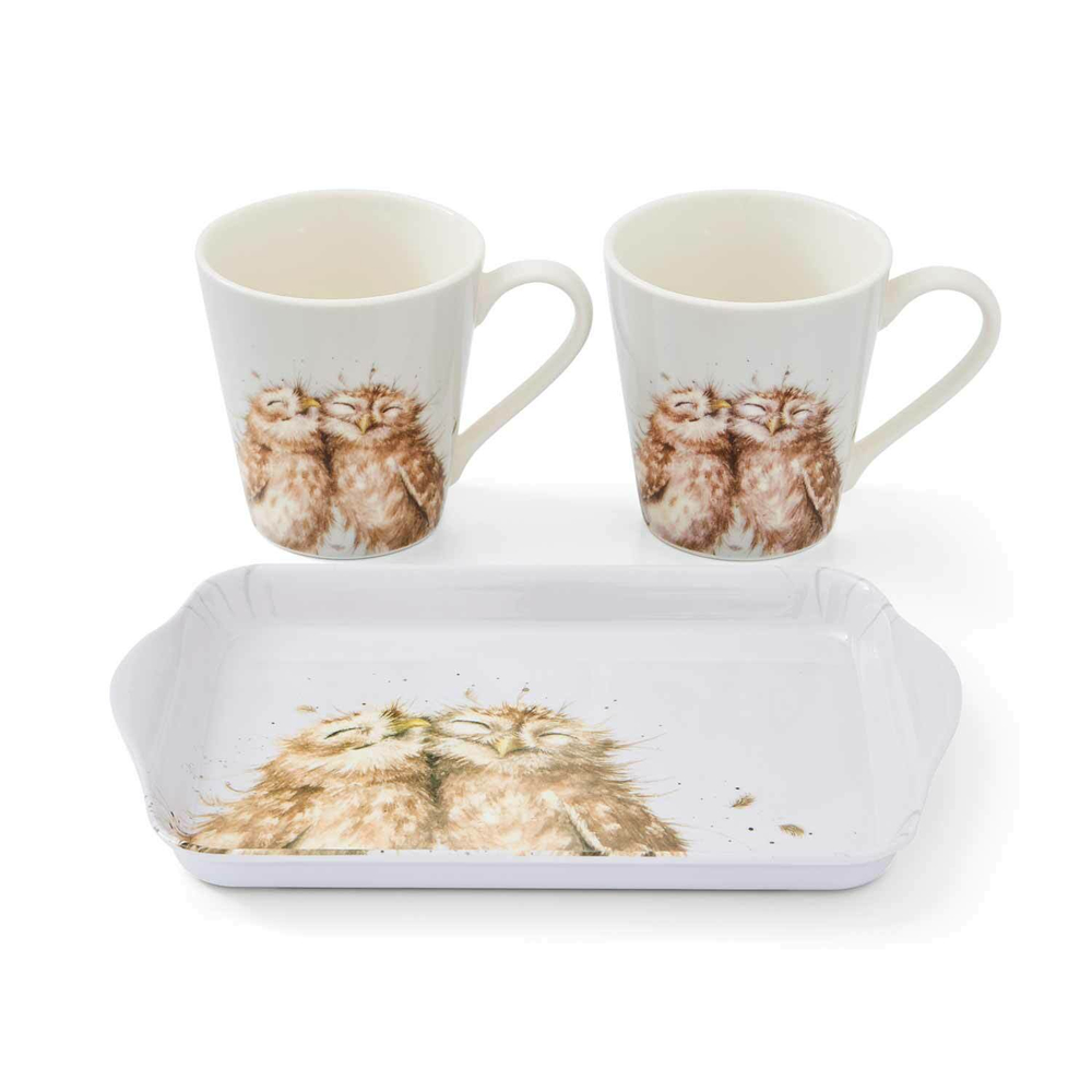 Royal Worcester - Набор Wrendale Designs из 2 чашек по 180 мл с подносом в виде совы / артикул   X0011658893  / GTIN 749151669468