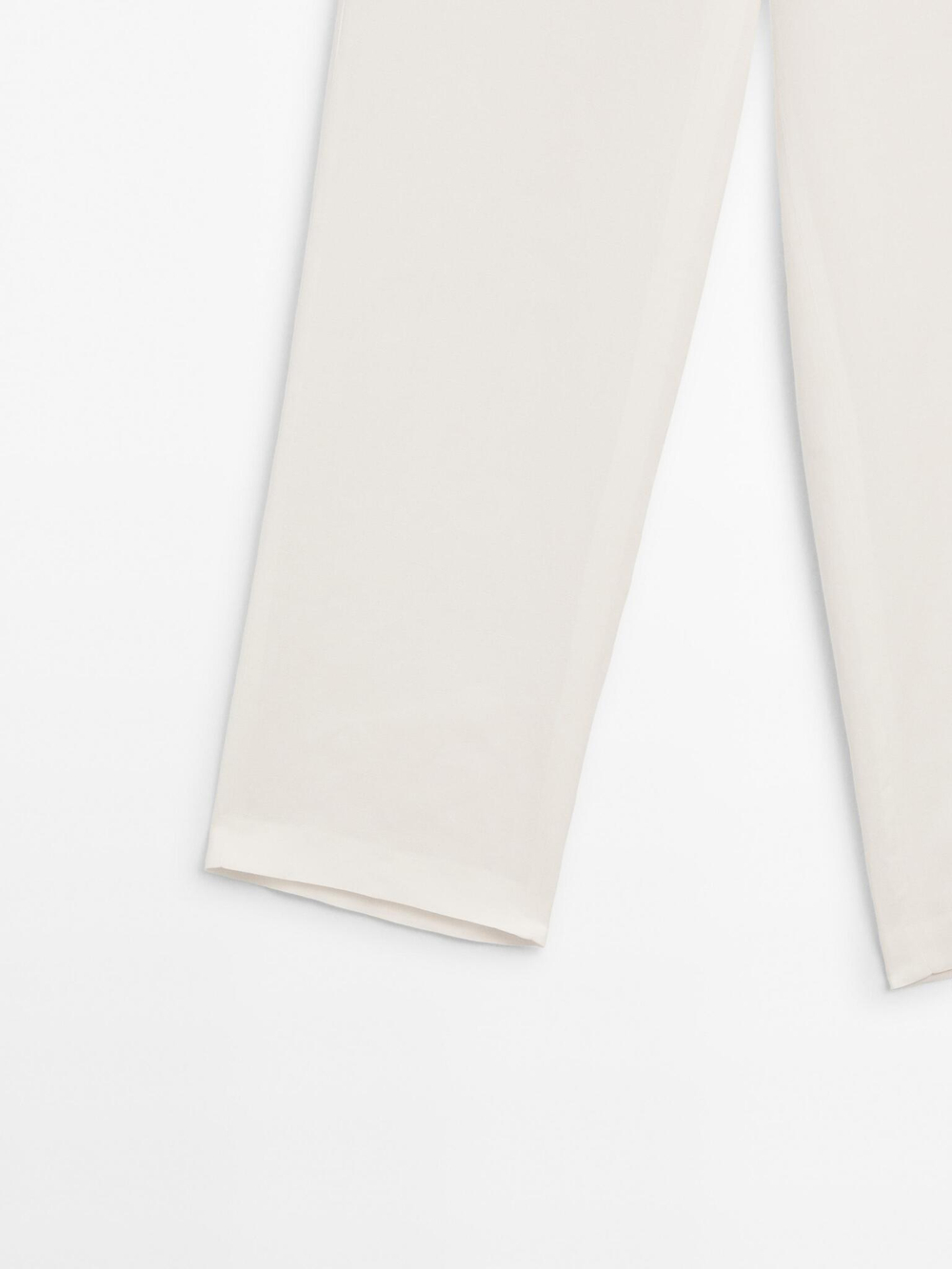 Massimo Dutti Брюки прямого кроя из струящейся льняной ткани, кремовый