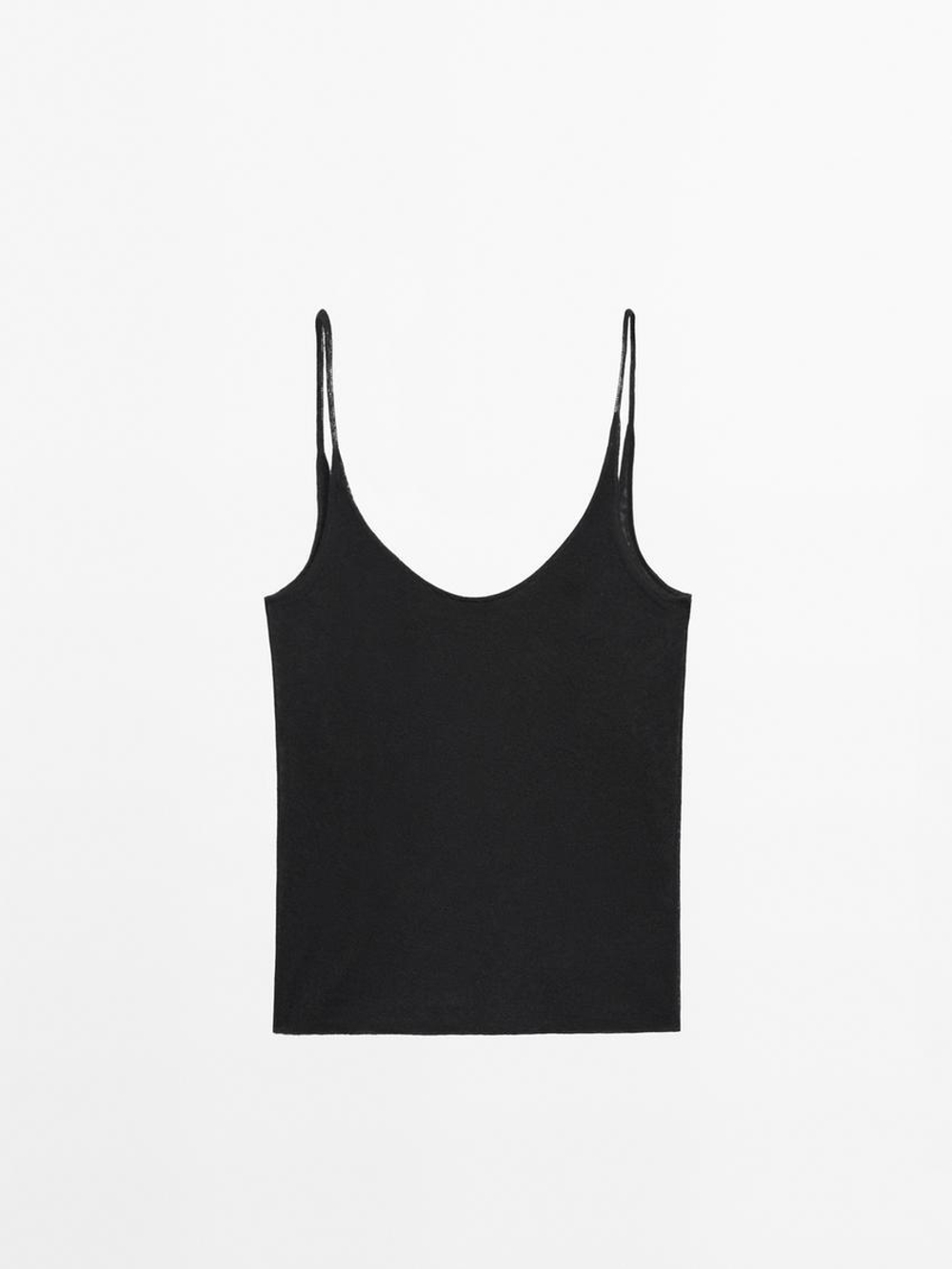 Massimo Dutti Топ на тонких бретелях - Limited Edition, черный