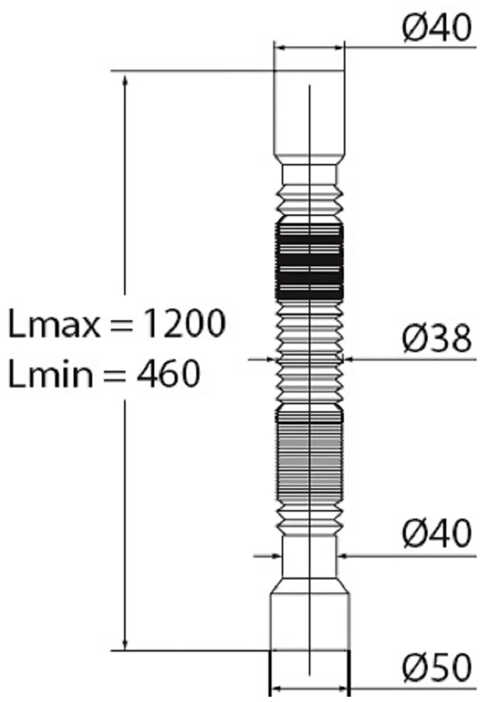 Трубка гофрированная VIRPlast Элит Мини, 40 x 40/50 мм, 1200 мм