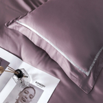 Комплект постельного белья Однотонный Сатин Премиум широкий кант на резинке OCPKR020