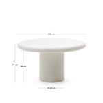 Addaia Круглый стол из белого цемента Ø140 см