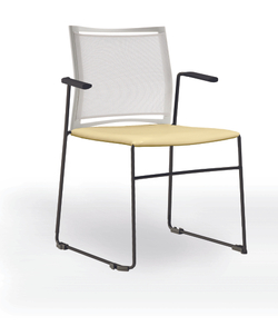 Web стул на полозьях с подлокотниками и спинкой-сеткой