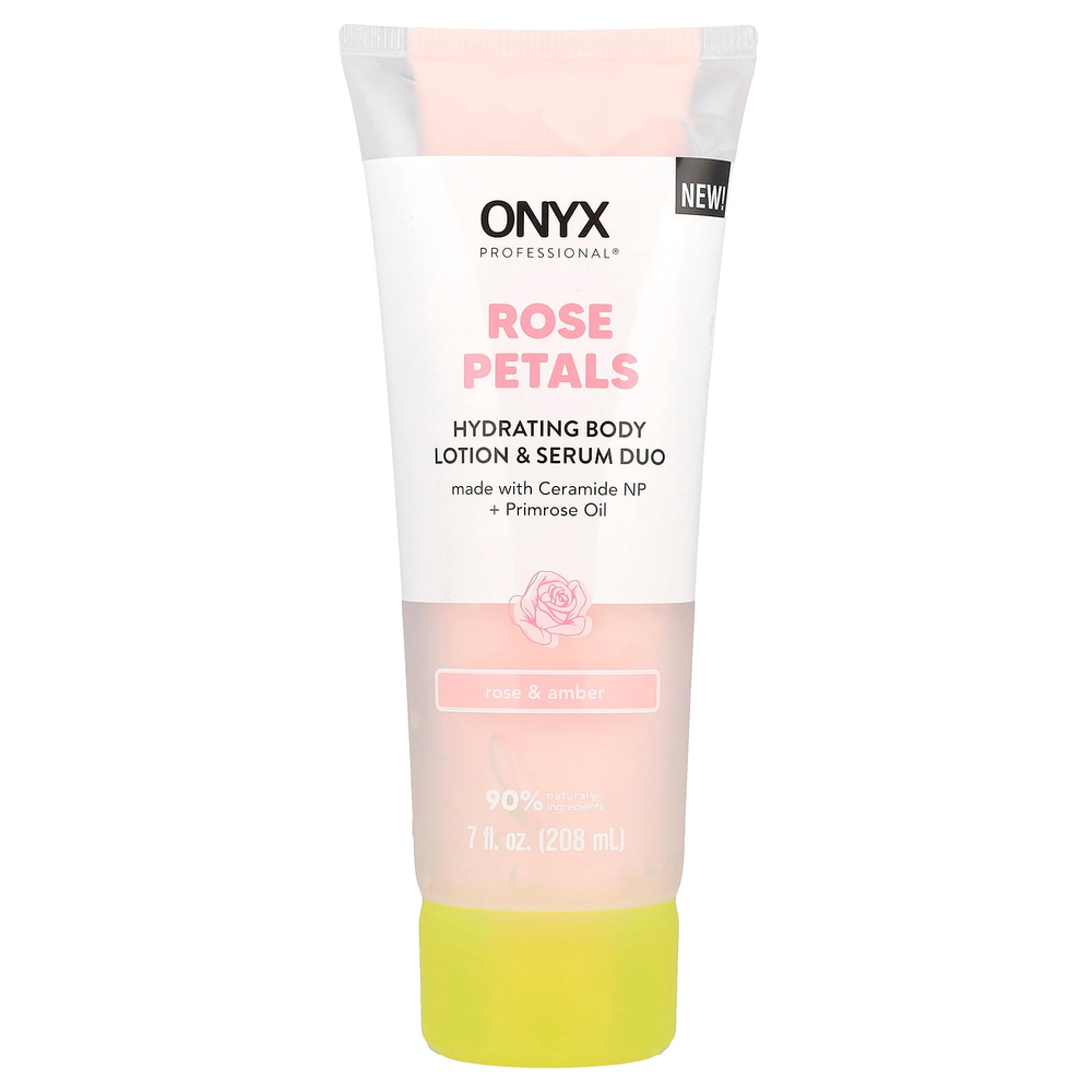 Onyx Professional, Rose Petals, увлажняющий лосьон и сыворотка для тела, дуэт, роза и янтарь, 208 мл (7 жидк. Унций)