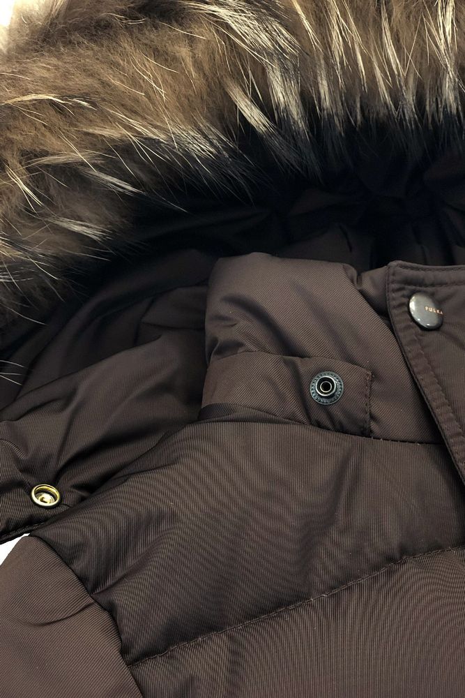 Темно-коричневая зимняя куртка с мехом PULKA