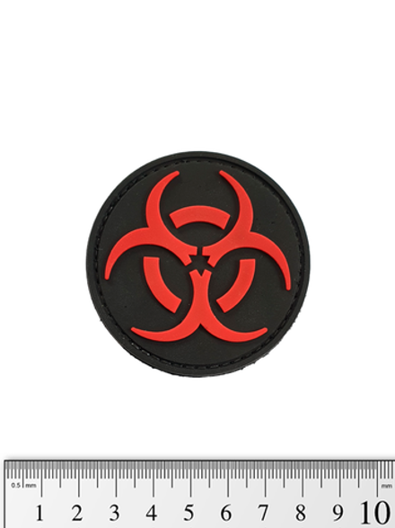 Шеврон Biohazard круг PVC 6 см. Чёрно-красный