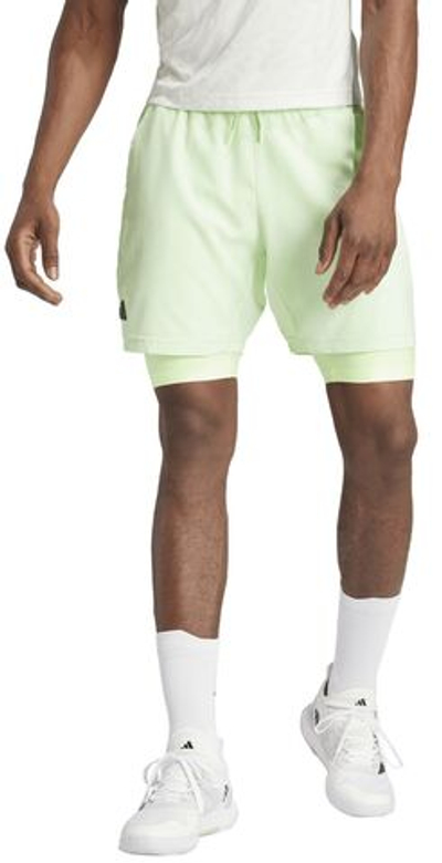 Мужские теннисные шорты Adidas Tennis Heat.Rdy Shorts And Inner Shorts Set - semi green spark/green spark