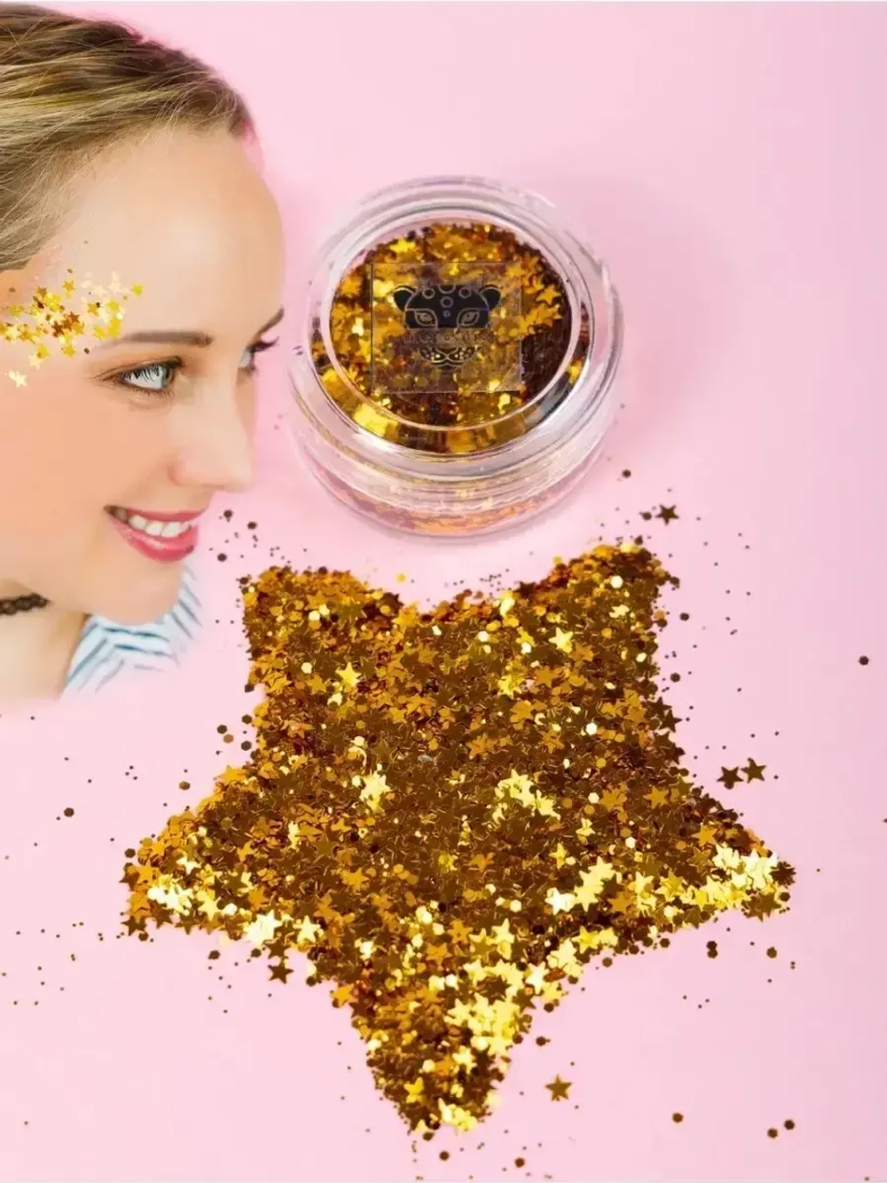 Блёстки Звёзды с крошкой золотые 5 гр сухие крупные