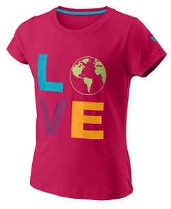 Футболка для девочки теннисная Wilson Love Earth Tech Tee - love potion