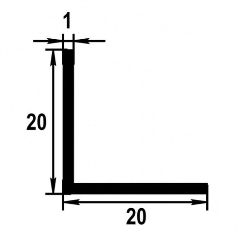 Профиль уголок Лука 20*20*1 Уп 18.2000.501л серебро
