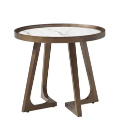 Журнальный столик Vario Ø60х52 см, белая керамика, орех