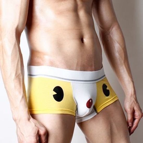 Мужские трусы хипсы с мультяшкой желтые Superbody Cartoon Bear Yellow Hip Boxer