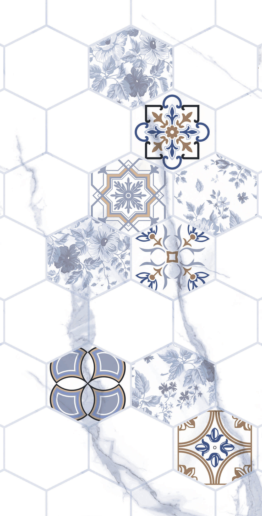 Плитка облицовочная Киана Декор 1 Гексагон 30*60 см (1,44м) ТР3670Н1