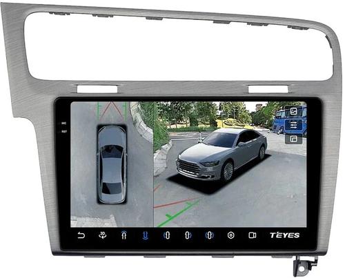 Магнитола для Volkswagen Golf 7 2012-2020 (рамка серебро) - Teyes CC3-2K-360 монитор 10.36" 2K QLED на Android 10, Быстрая, CarPlay, 4G SIM-слот, 4 камеры в комплекте